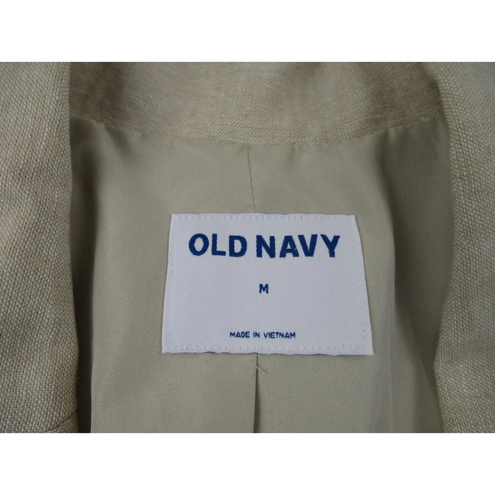 Old Navy Blazer Men M Beige Double Breasted Linen Blend Relaxed Workwear Utility
